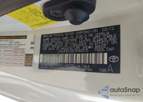 2012 Scion Tc z USA, uszkodzony, nr VIN JTKJF5C70C3042575